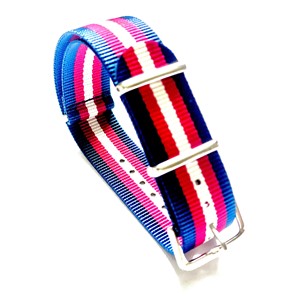 Nylonrem blå/rød/hvit 20 mm