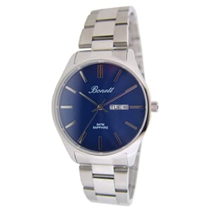Bonett herreklokke stål safir blå skive index