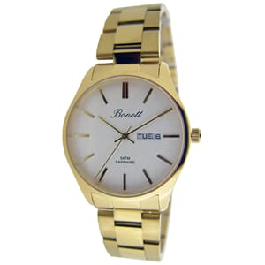 Herreklokke double safir hvit skive index