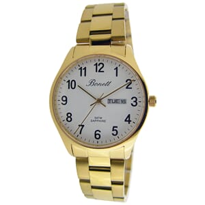 Herreklokke double safir hvit skive tall