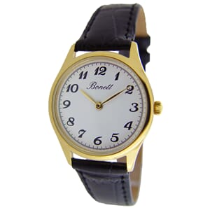 Bonett dameklokke double hvit skive tall